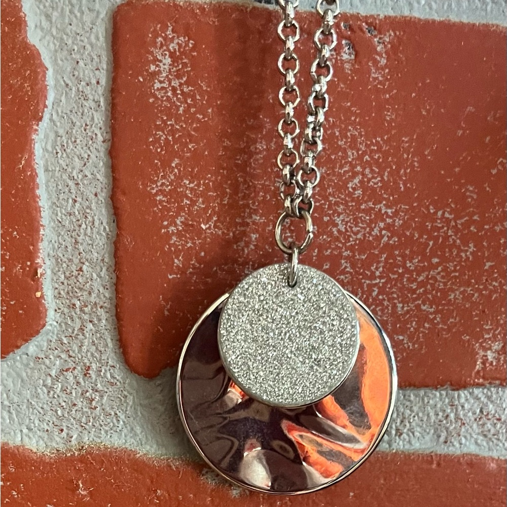 NNW Lane Bryant 2 Circle Drop Necklace with Bling - Picture 2 of 5